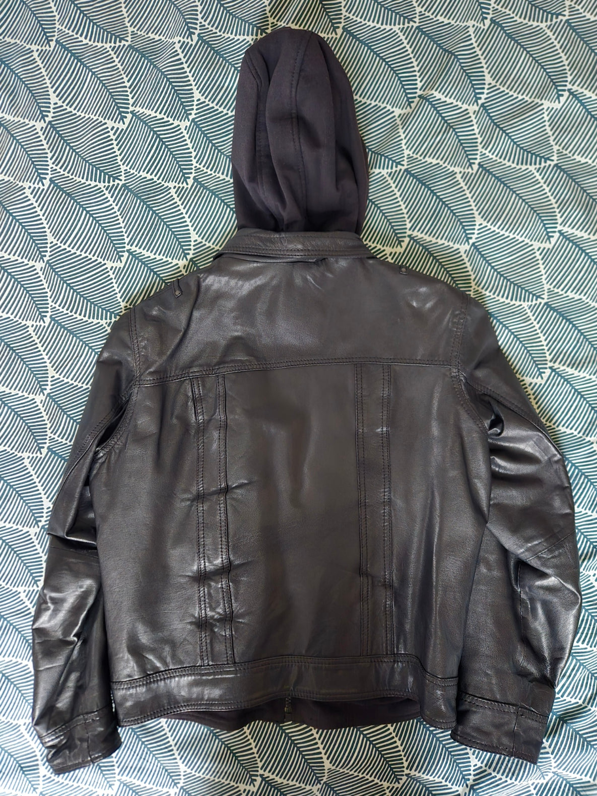 Blouson cuir doublé noir
