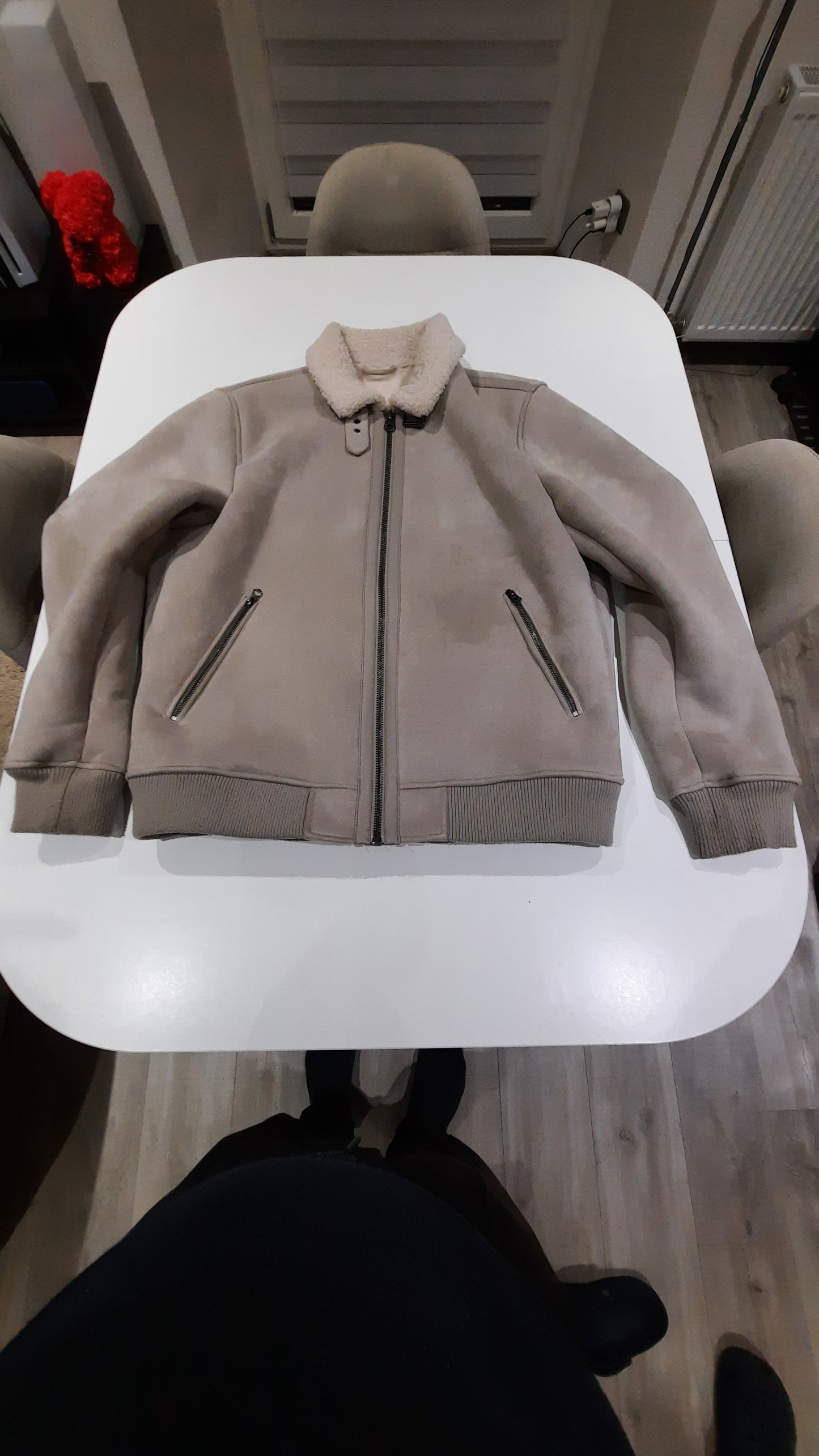 Blouson aspect velours col et doublure en sherpa