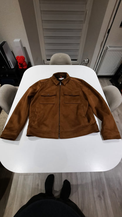 Blouson aspect velours col chemise