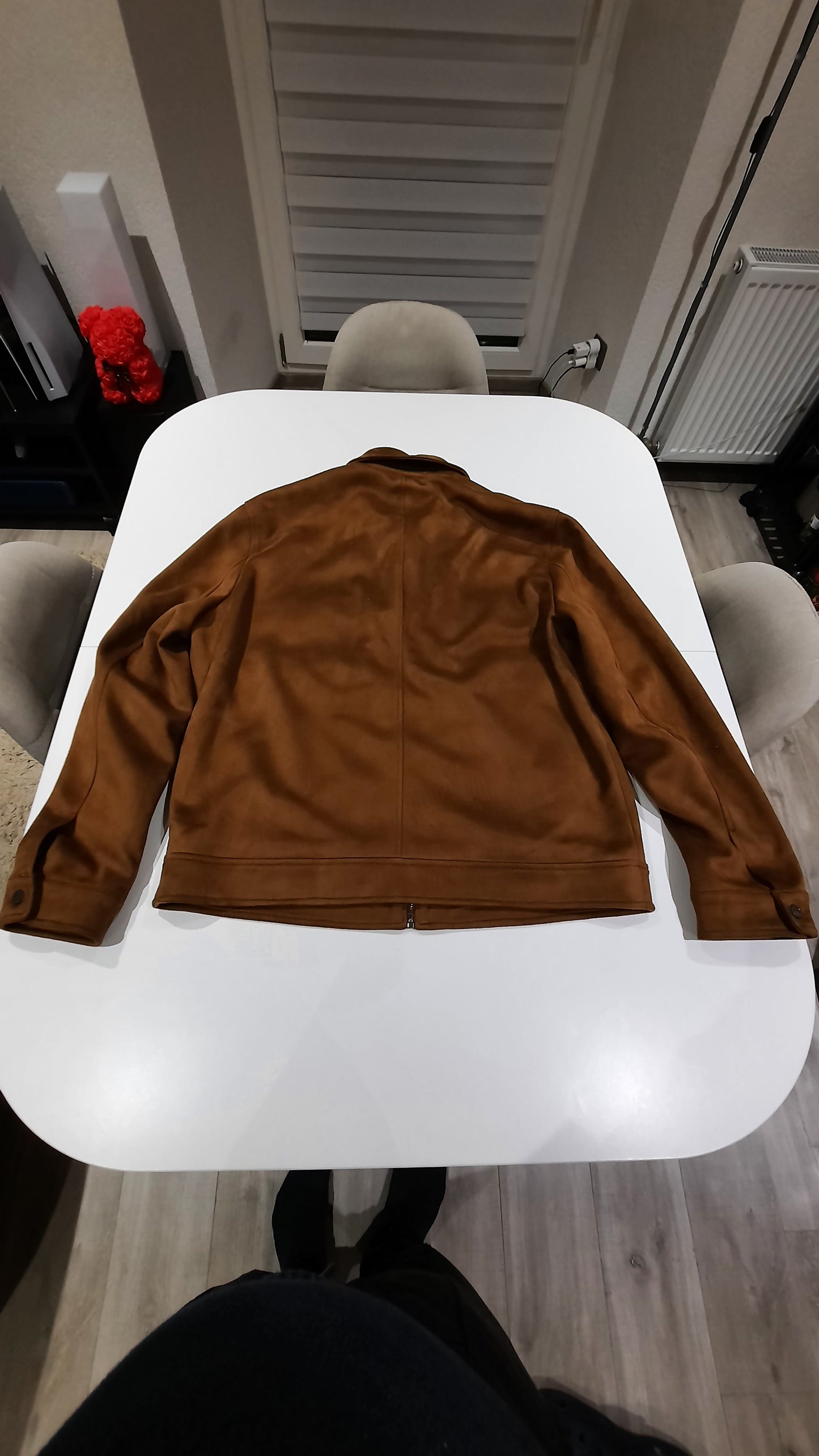 Blouson aspect velours col chemise