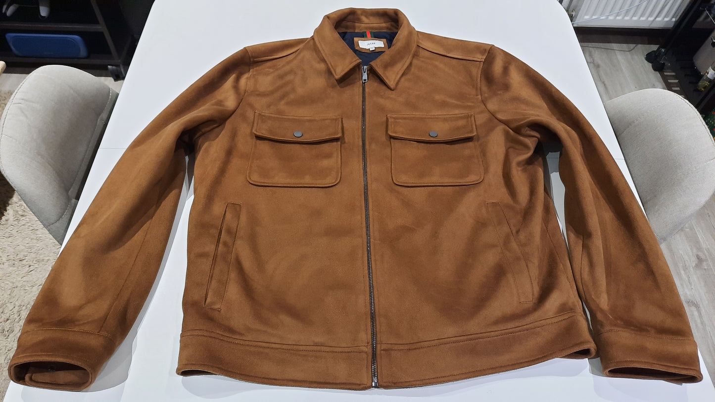 Blouson aspect velours col chemise