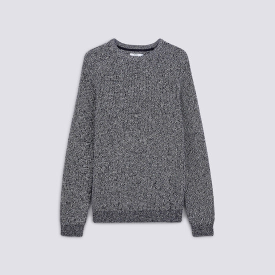 Pull col rond en maille contrastée