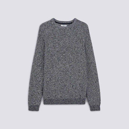Pull col rond en maille contrastée