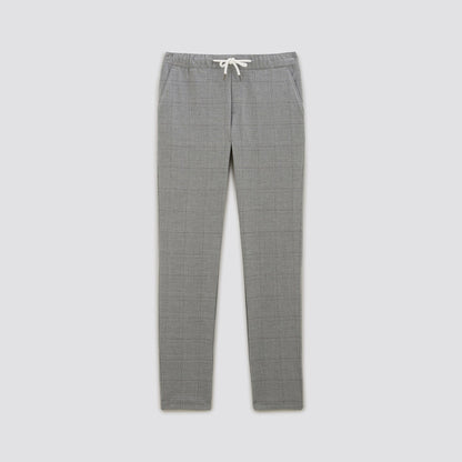 Pantalon chino slim ceinture élastiquée à carreaux