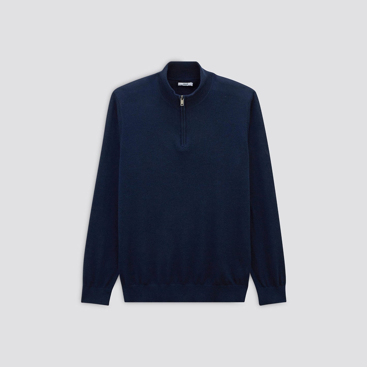 Pull à col montant zippé en laine mérinos