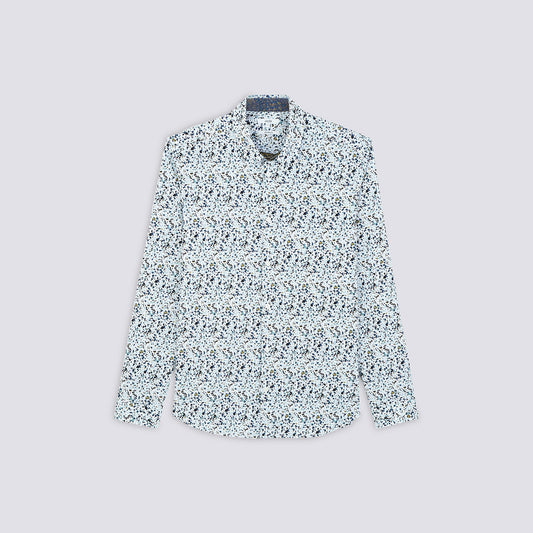 Chemise slim imprimé motif tâche coton