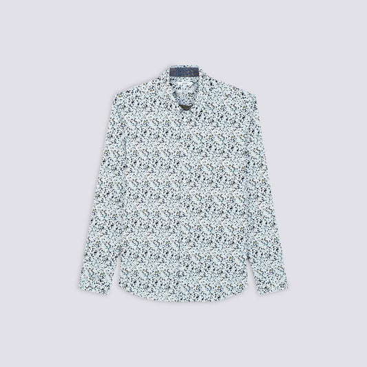 Chemise slim imprimé motif tâche coton