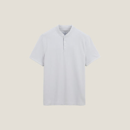 Polo manches courtes piqué col mao