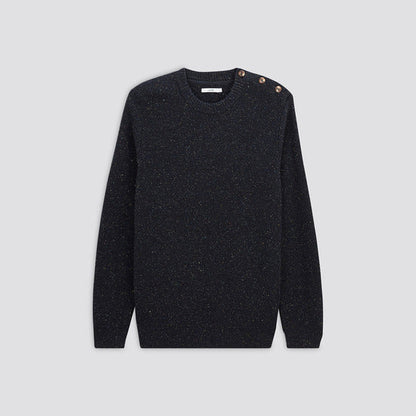 Pull à col rond boutonné