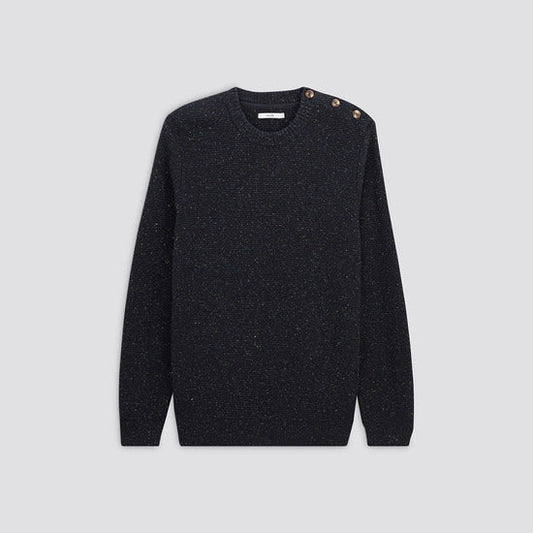 Pull à col rond boutonné