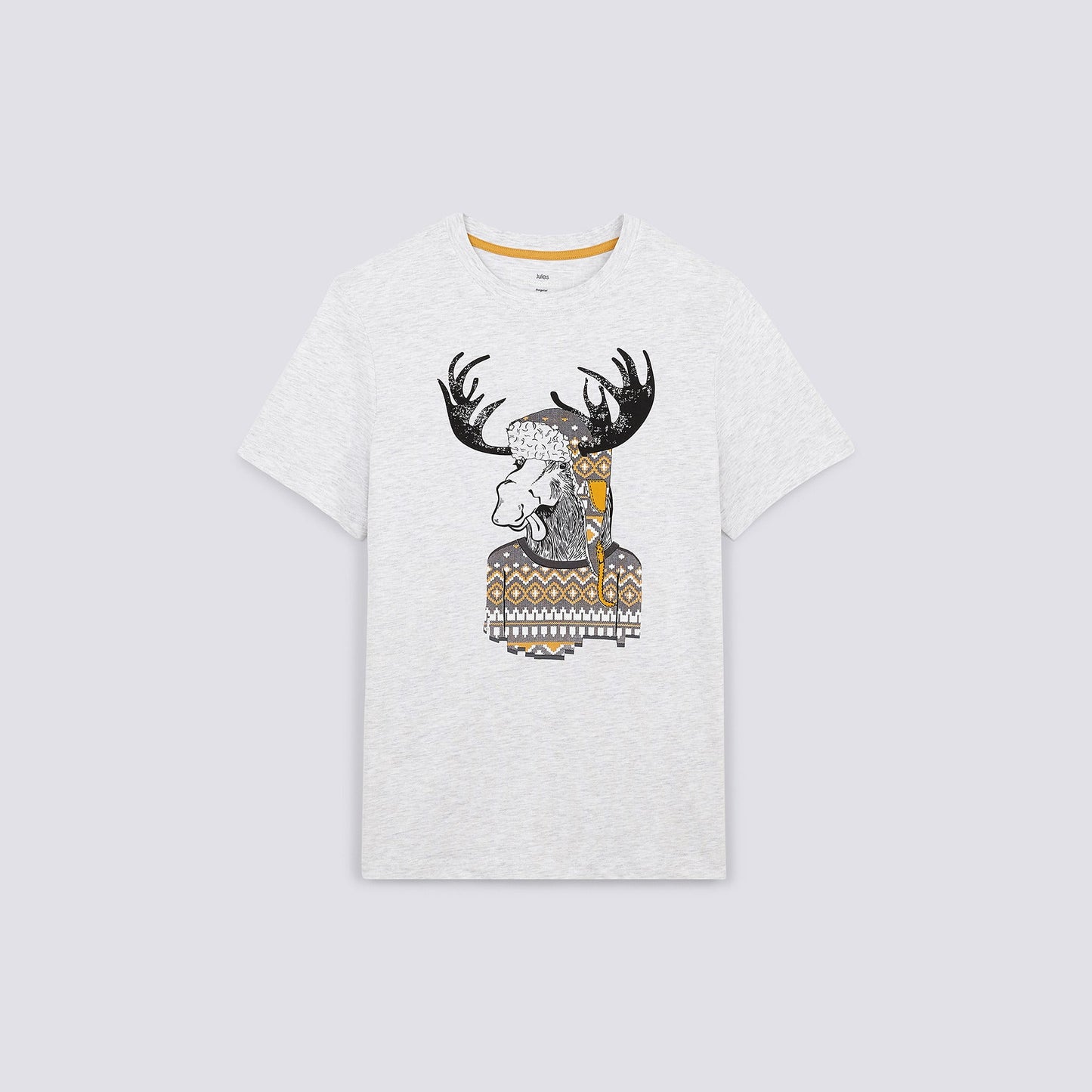 Tee shirt col rond motif élan NOEL