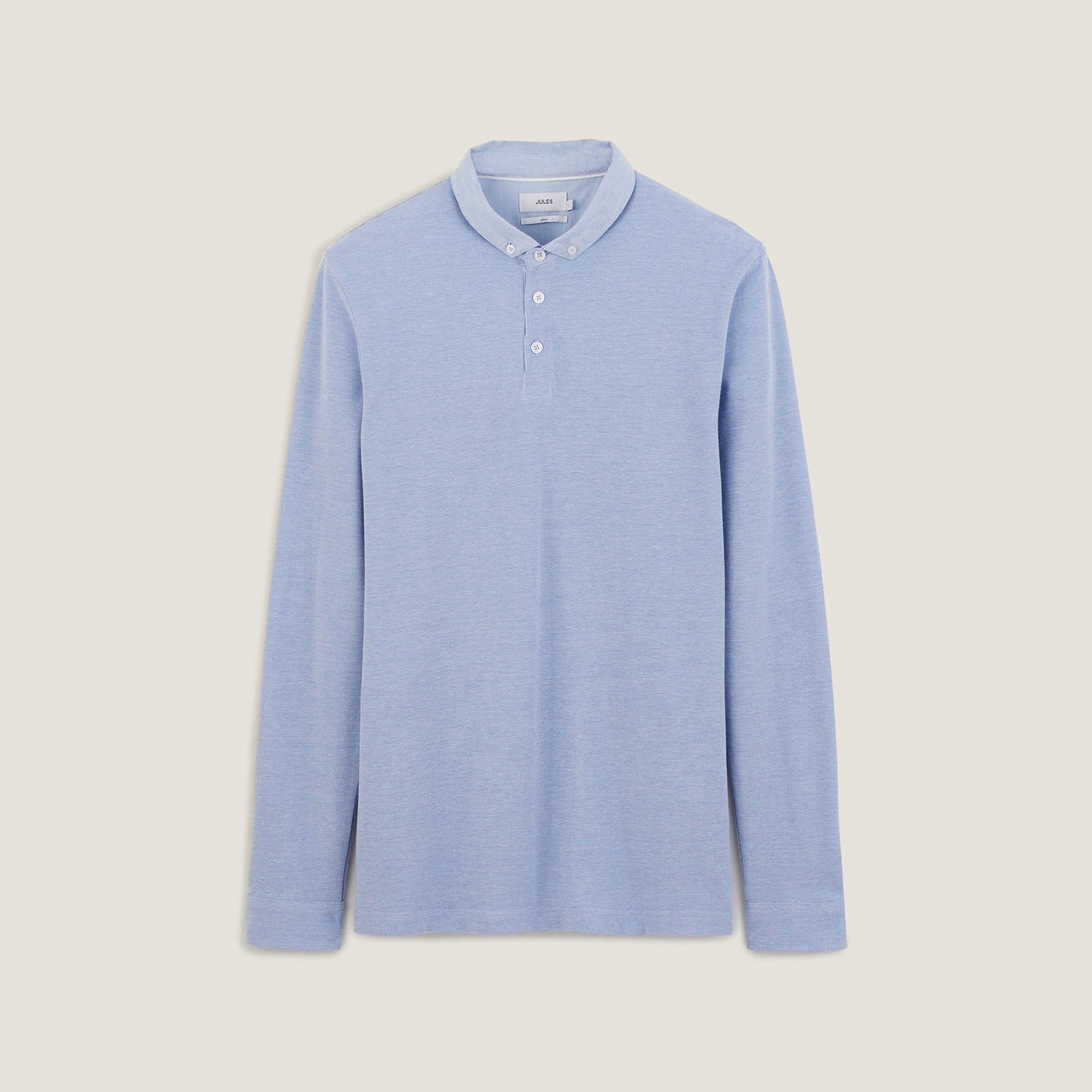 Polo manches longues piqué col boutonné oxford