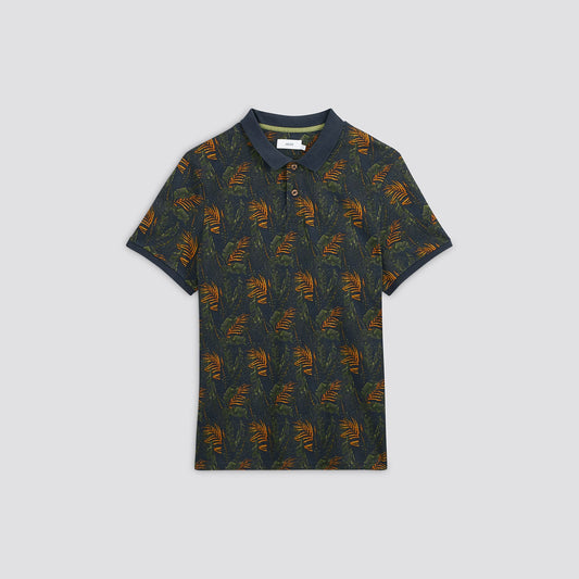 Polo en jersey imprimé tropical