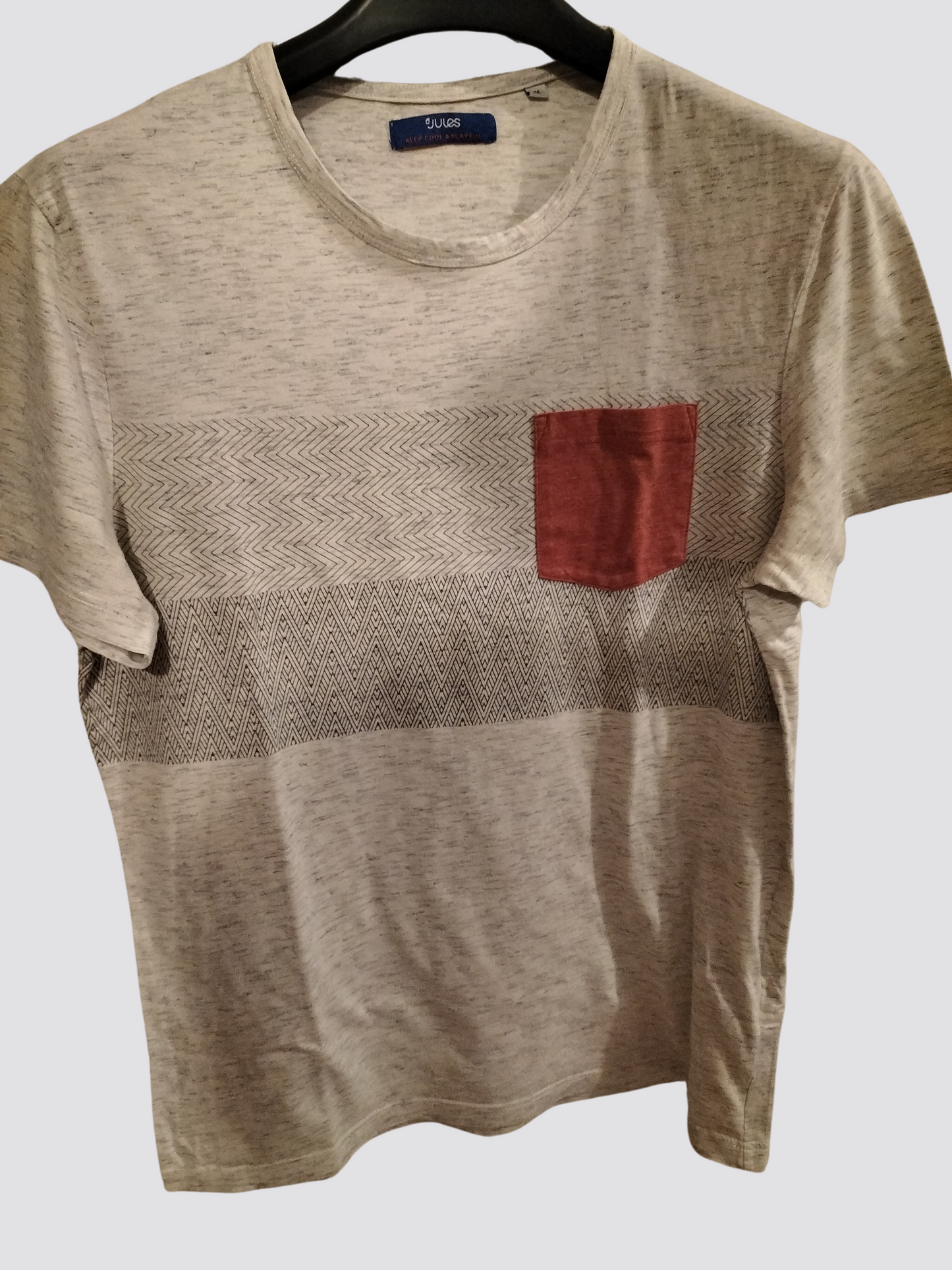 Tee shirt bande ethnic poche rose