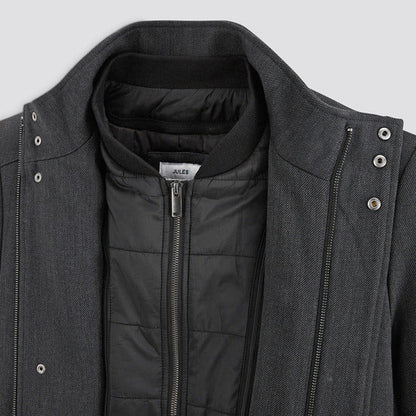 Manteau zippé col montant