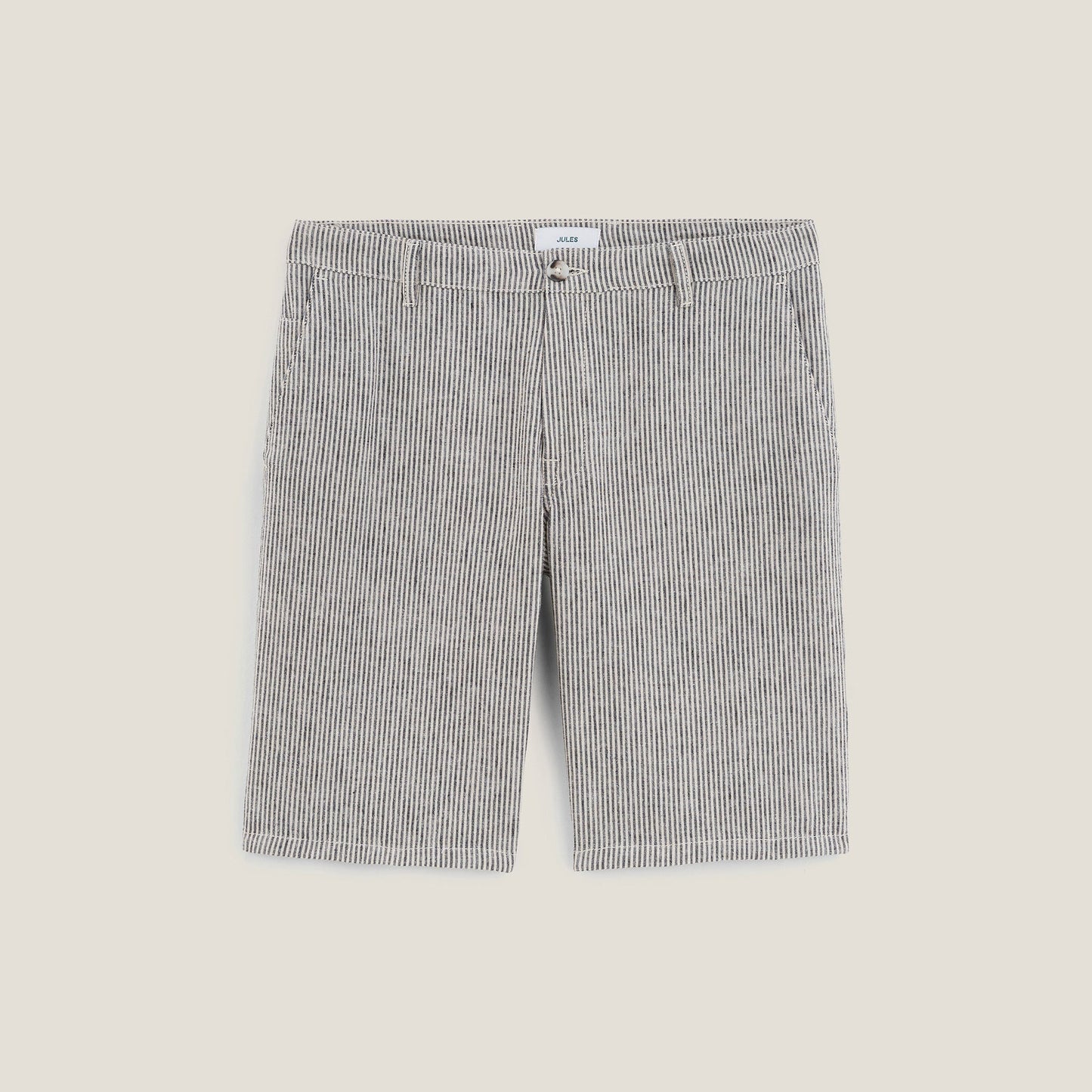 Bermuda en lin et coton rayé