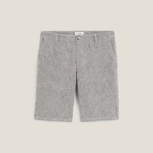 Bermuda en lin et coton rayé