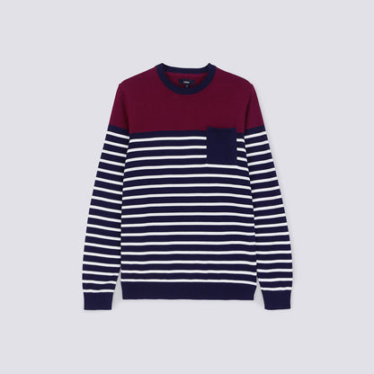 Pull jersey colorblock poche