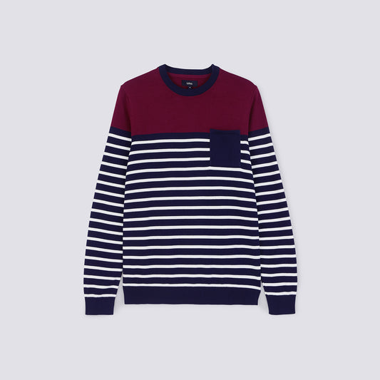 Pull jersey colorblock poche