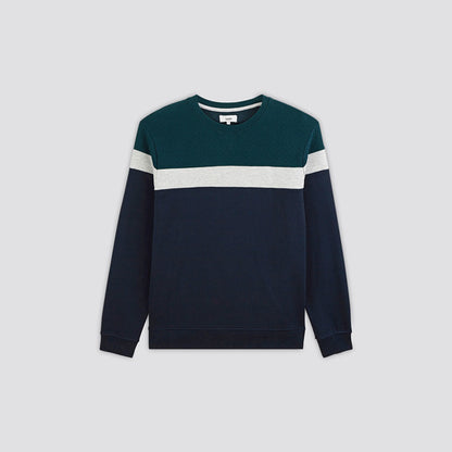 Sweat color block maille fantaisie