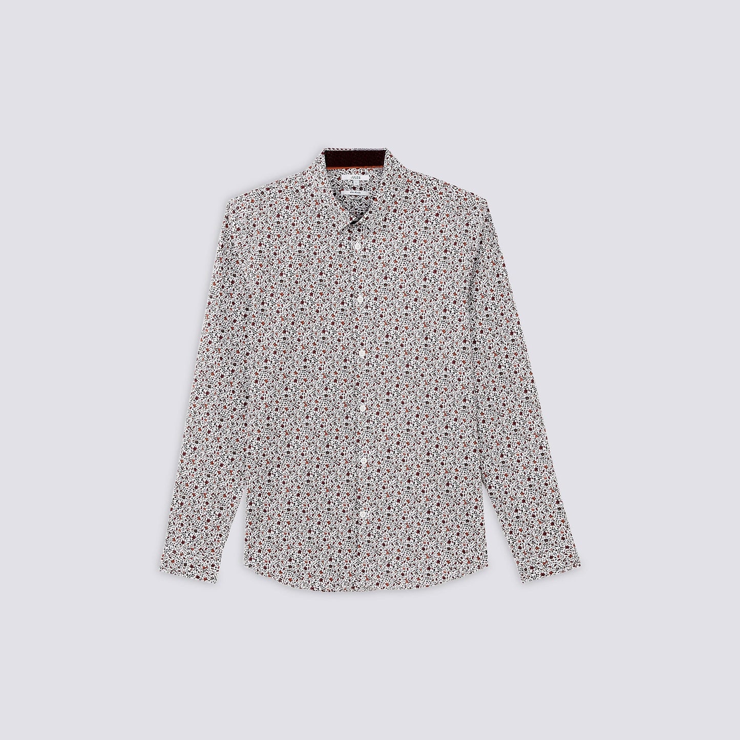 Chemise slim motif fleuri coton