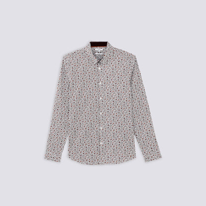 Chemise slim motif fleuri coton