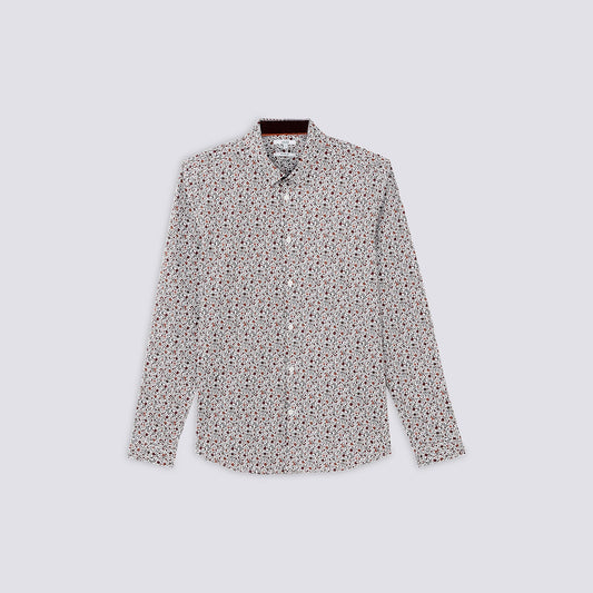 Chemise slim motif fleuri coton