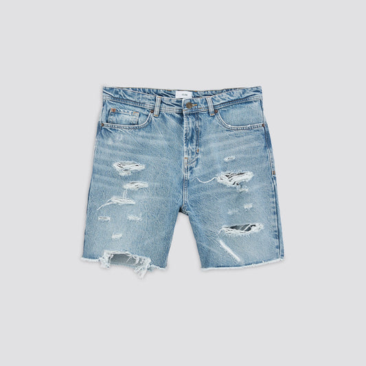 Bermuda denim usé en coton recyclé