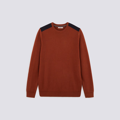 Pull col rond patch épaule