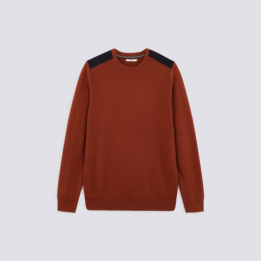 Pull col rond patch épaule