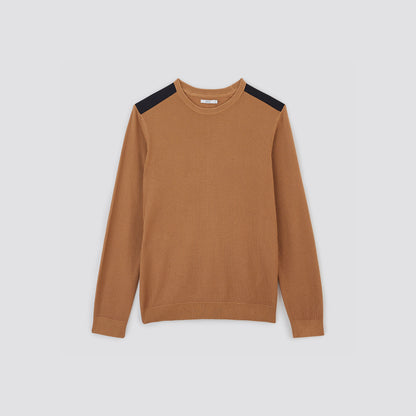 Pull à col rond et patch épaule