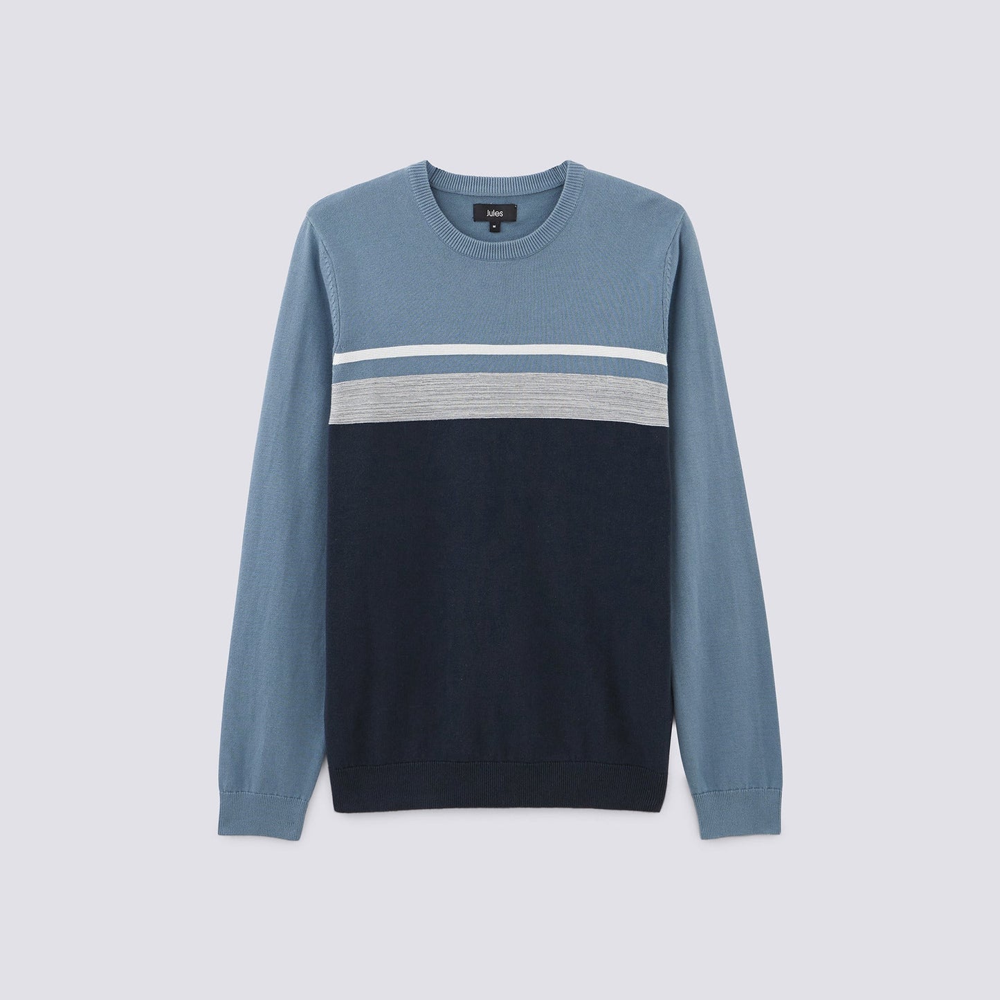 Pull col rond rayé maille fantaisie