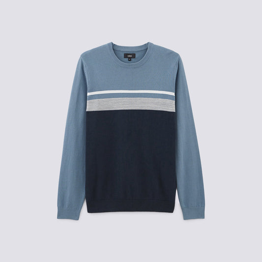 Pull col rond rayé maille fantaisie