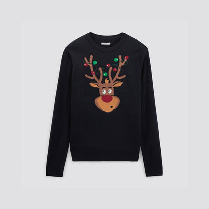 Pull de Noël renne à LED adulte
