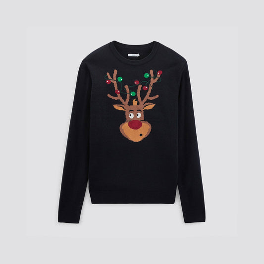 Pull de Noël renne à LED adulte