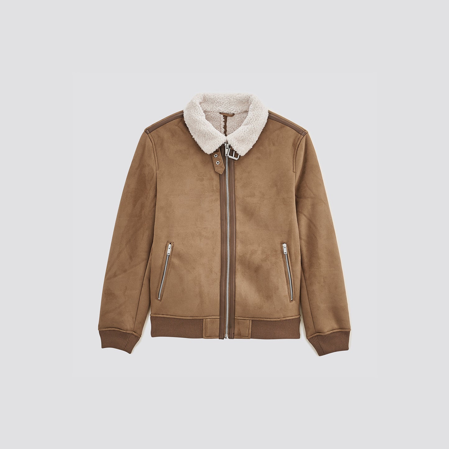 Blouson aspect velours col et doublure moutonnés