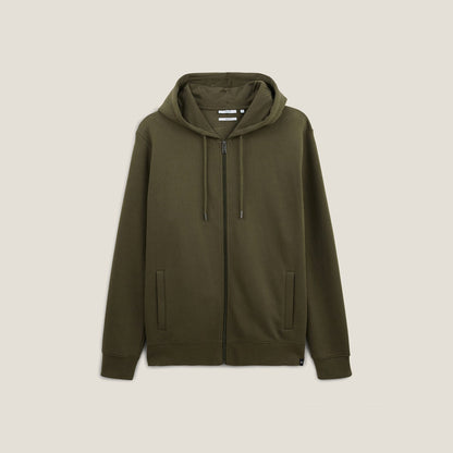Sweat à capuche zippé uni