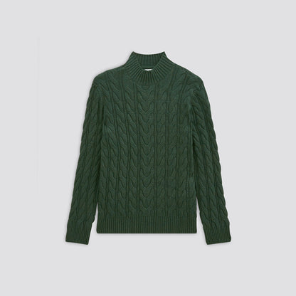 Pull col montant laineux à torsades