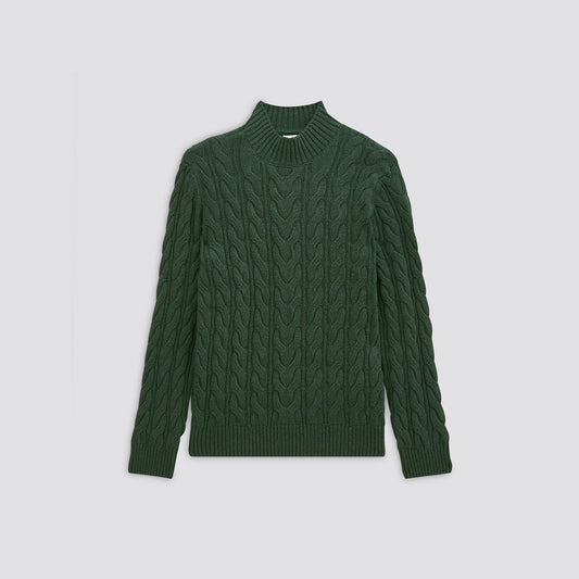 Pull col montant laineux à torsades