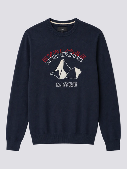 Pull col rond avec inscription