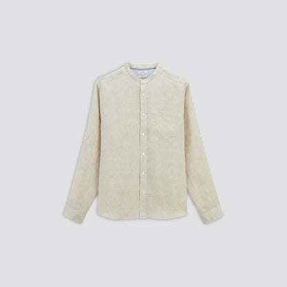 Chemise regular col mao unie lin