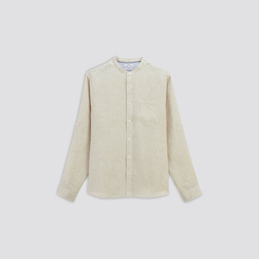 Chemise regular col mao unie lin