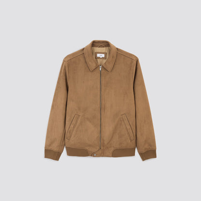 Blouson col chemise aspect velours