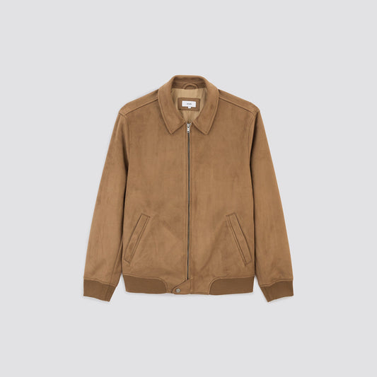 Blouson col chemise aspect velours