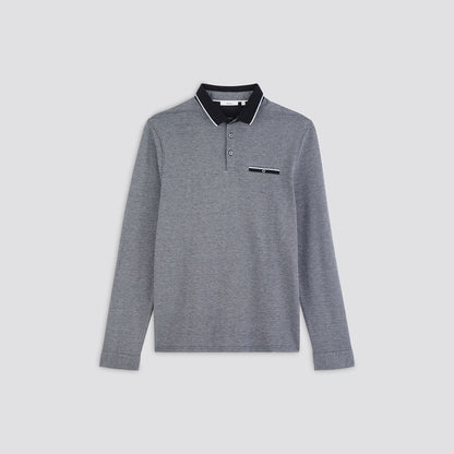 Polo manche longue texturé en polyester