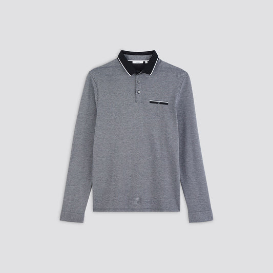 Polo manche longue texturé en polyester