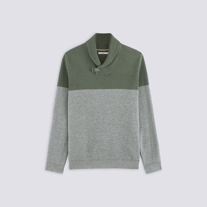Pull col châle colorblock