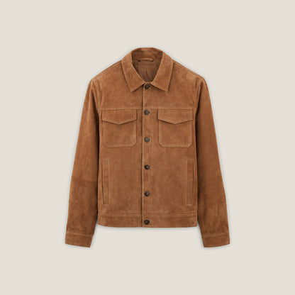 Blouson en cuir col chemise