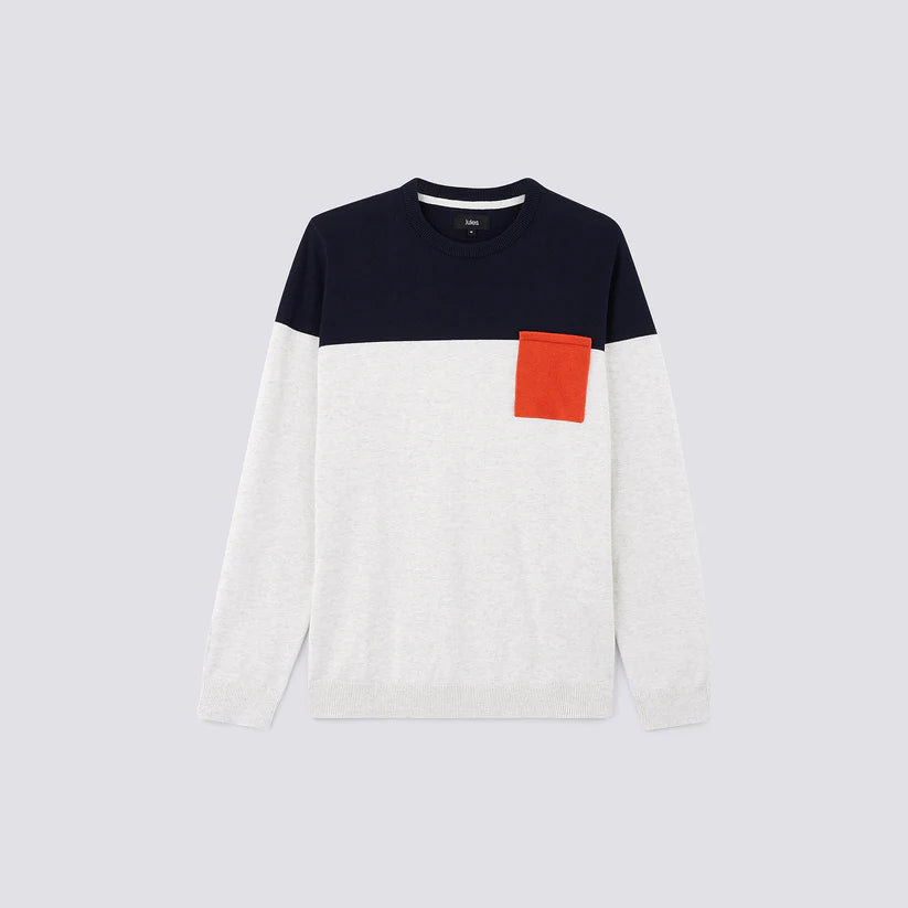 Pull jersey colorblock poche