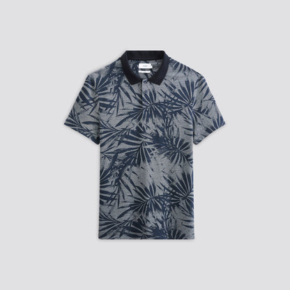 Polo imprimé feuillage à manches courtes